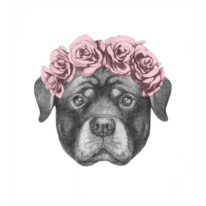 Portrait of Dog in Roses Duvet Cover Set