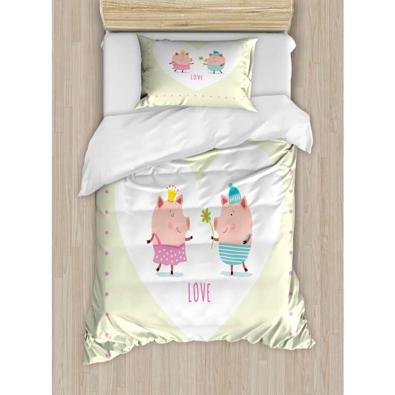 Boy Handing a Flower Romantic Duvet Cover Set