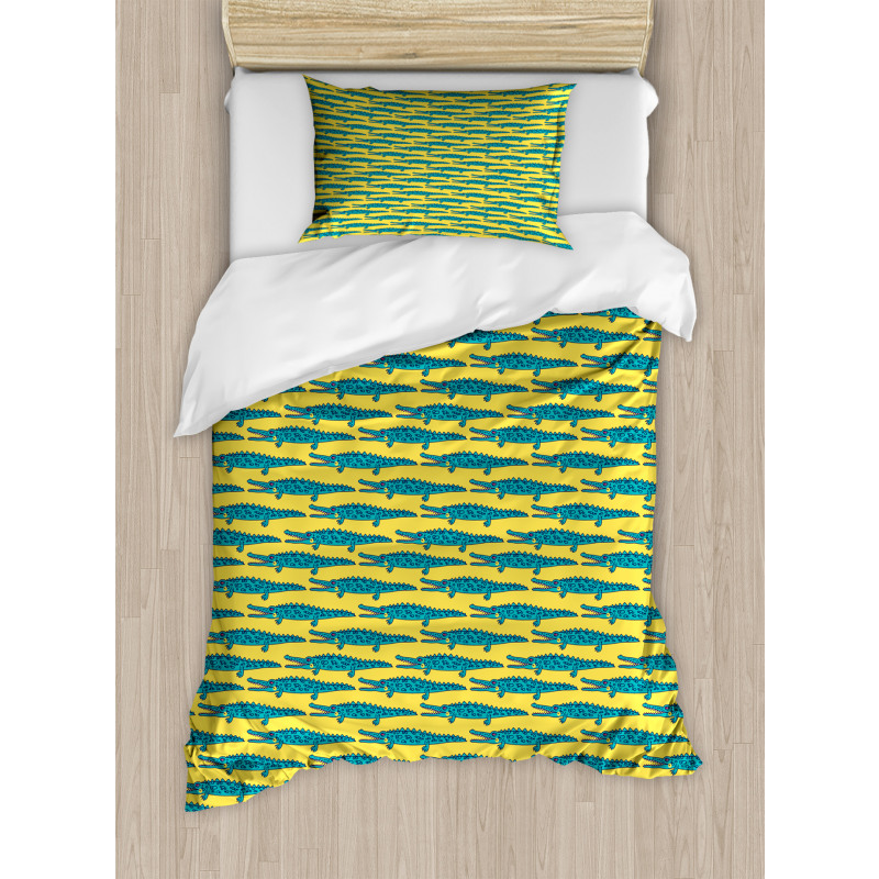 Repetitive Crocodile Pattern Duvet Cover Set