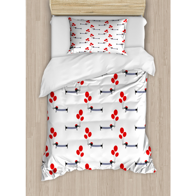 Parisian Dog and Balloons Duvet Cover Set