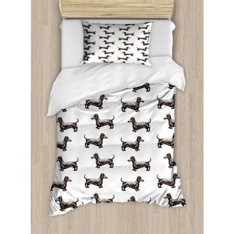 Dogs Pattern Lines Duvet Cover Set