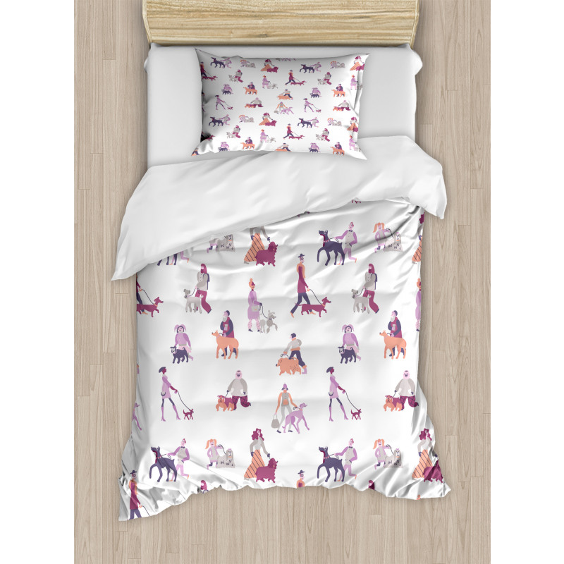 Dog Owners with Pets Duvet Cover Set