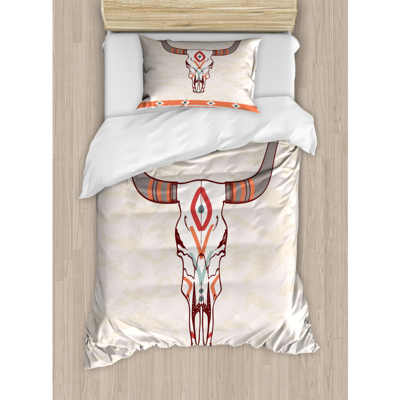 Ornate Bull Skull Duvet Cover Set