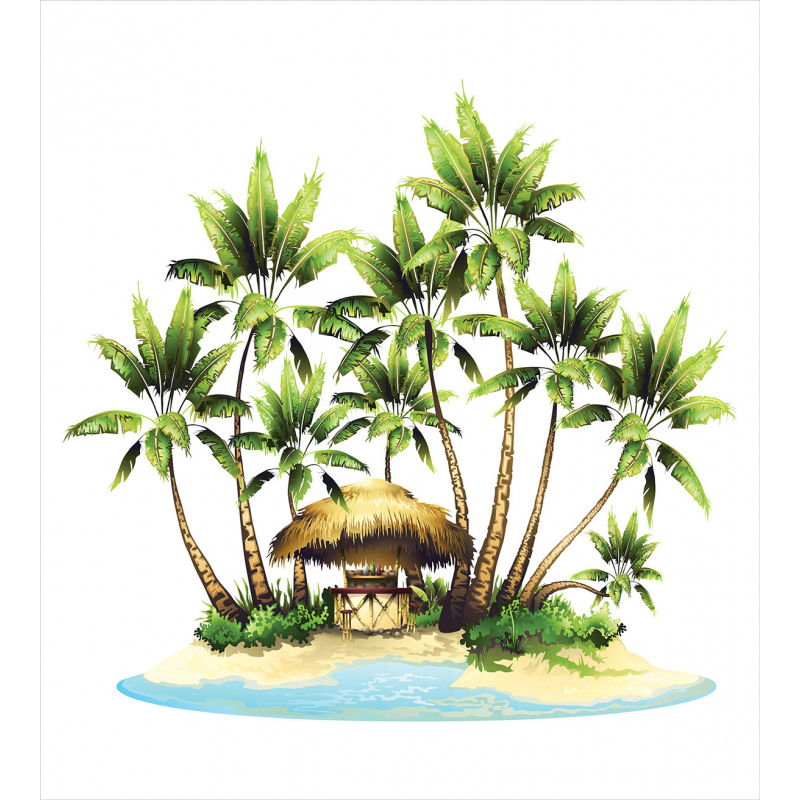 Trees and Bungalow Tiki Bar Duvet Cover Set