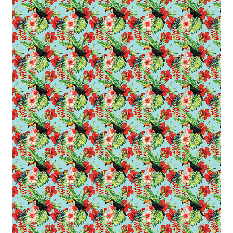 Hibiscus Parrot and Toucan Duvet Cover Set