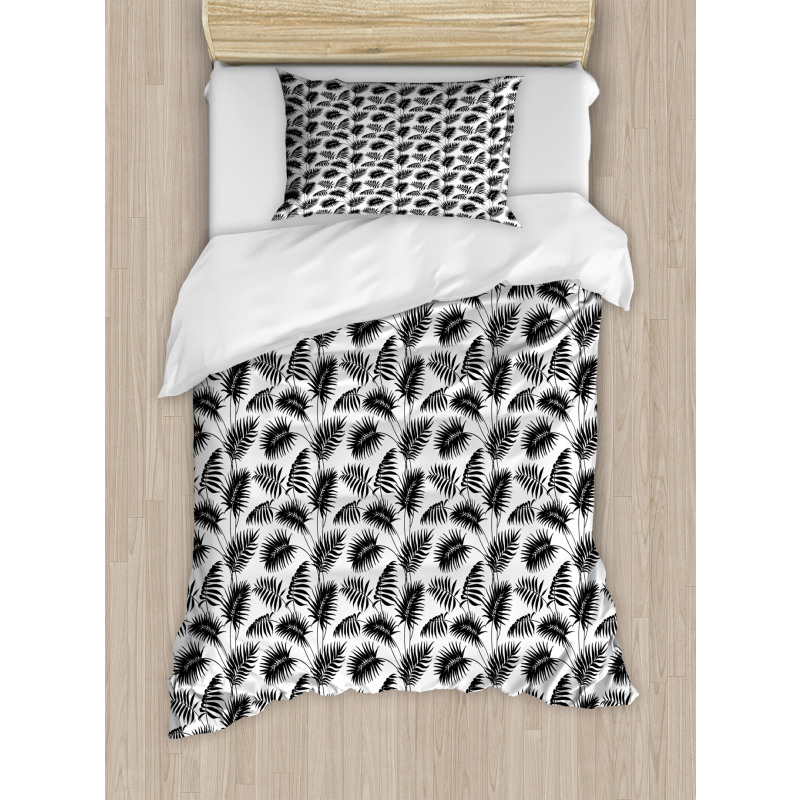 Retro Monochrome Foliage Art Duvet Cover Set