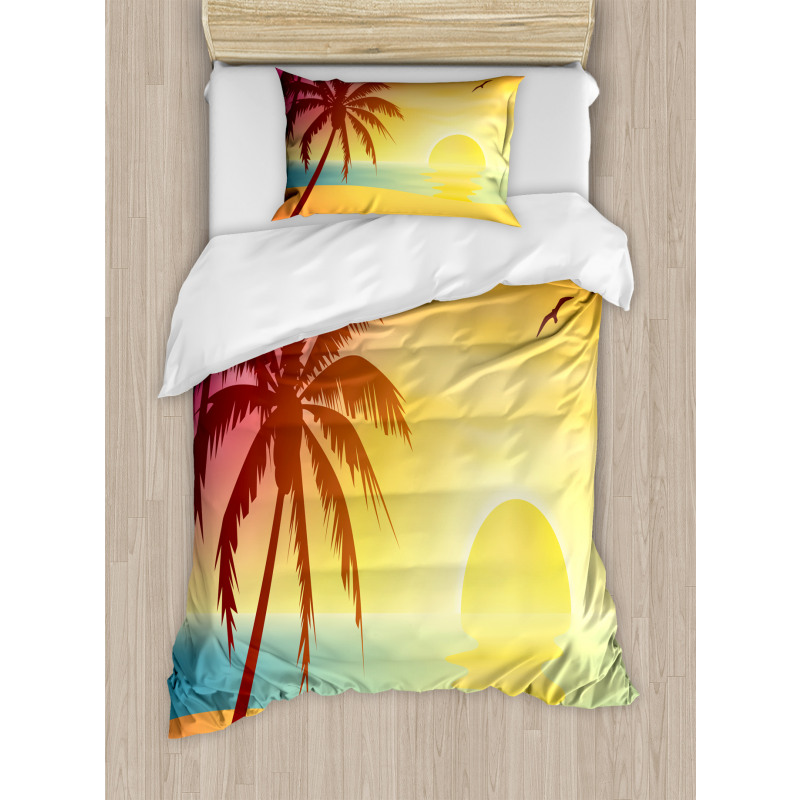 Vivid Sunrise at Fantasy Beach Duvet Cover Set