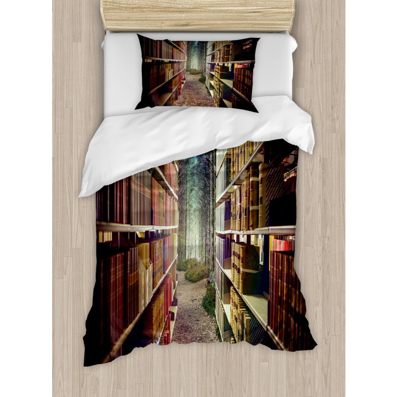 Abstract Library in Woods Duvet Cover Set