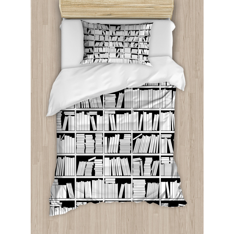 Monochromatic Bookshelves Duvet Cover Set