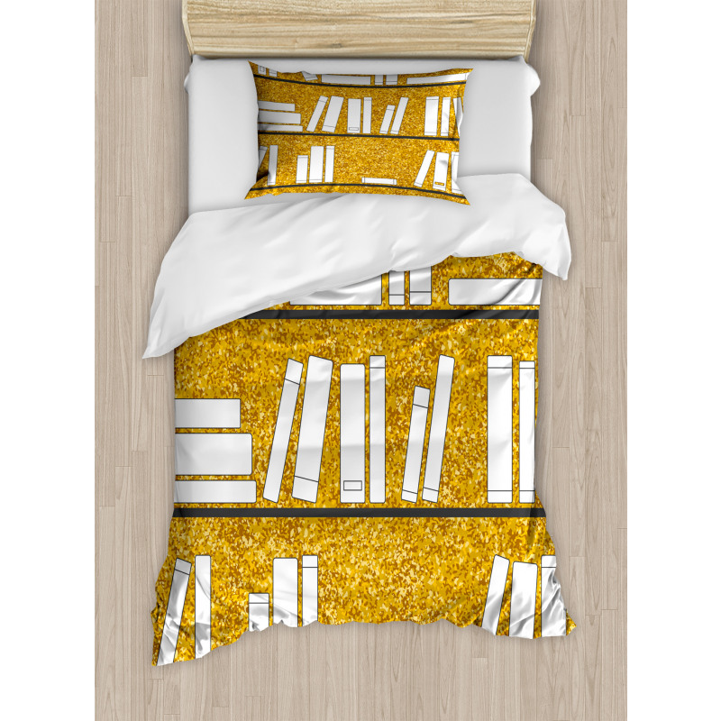 Simplistic Books on Shelves Duvet Cover Set