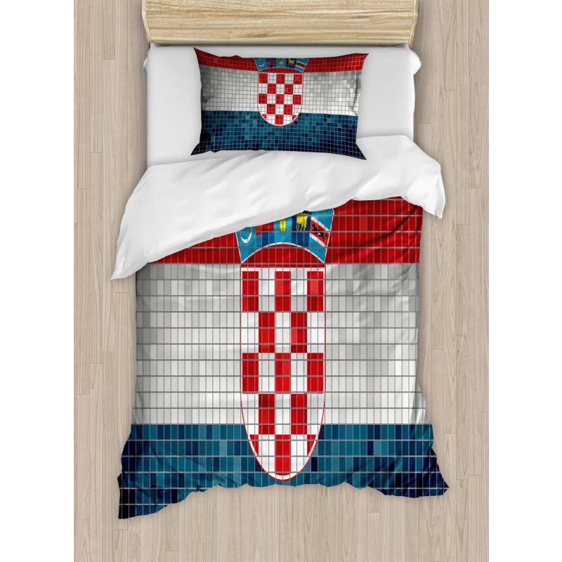 Flag with Mosaic Squares Duvet Cover Set