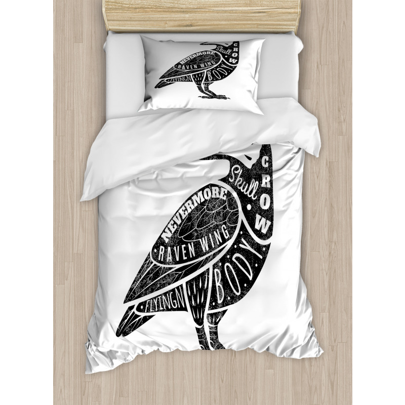 Gothic Bird Font Pattern Duvet Cover Set