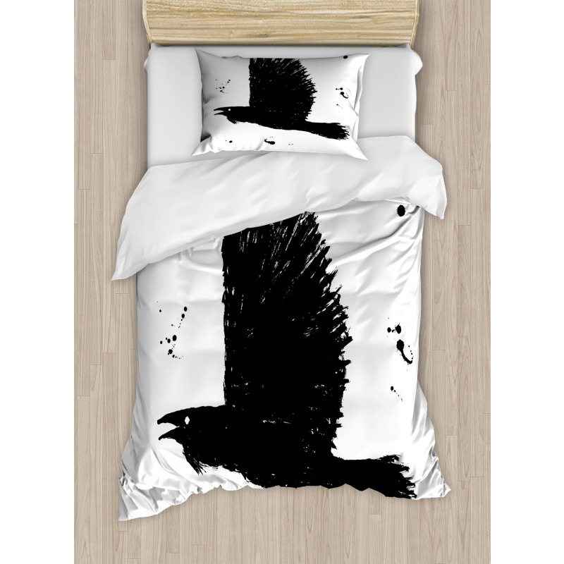 Gothic Ink Sketch Bird Duvet Cover Set