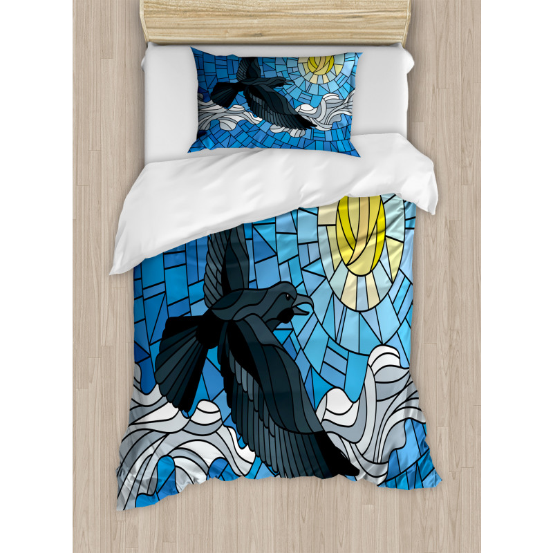 Stained Glass Bird Sky Duvet Cover Set