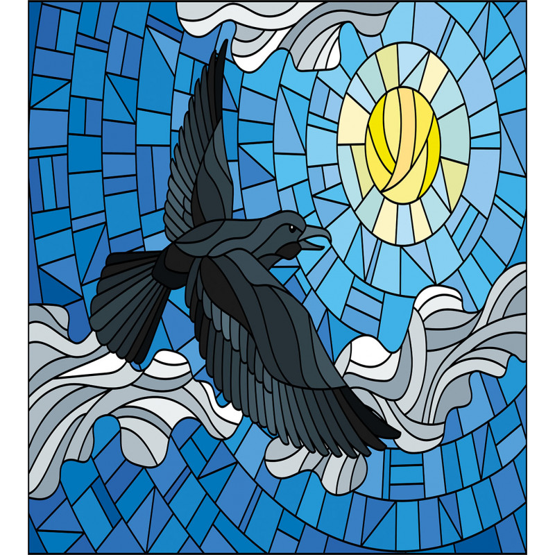 Stained Glass Bird Sky Duvet Cover Set