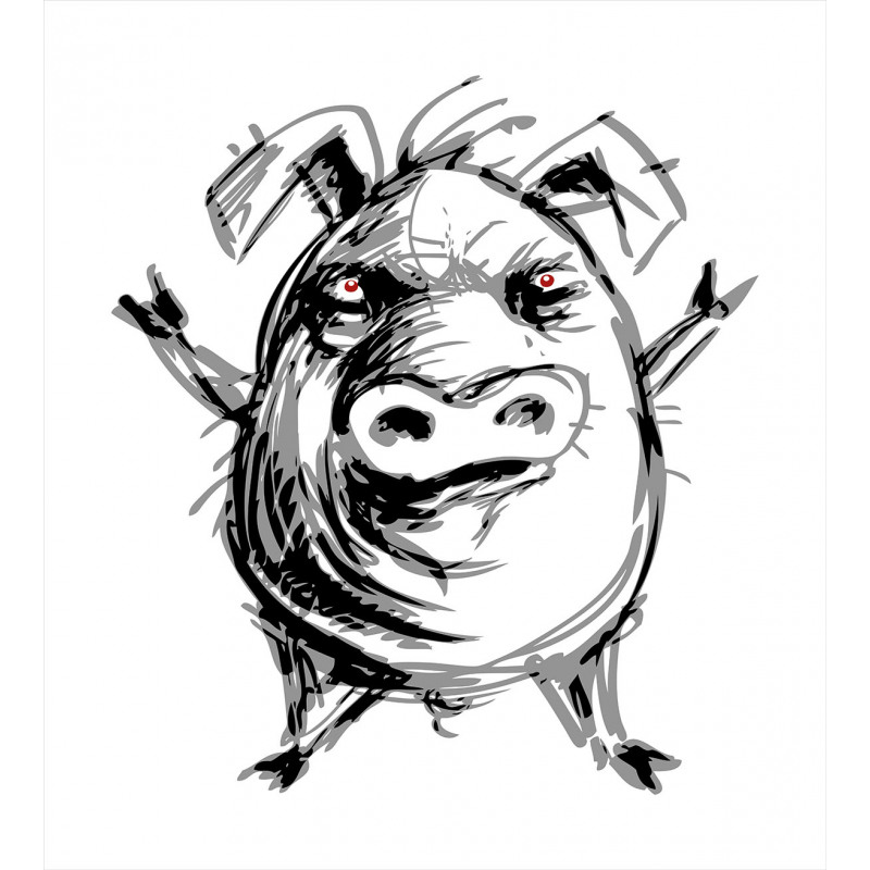 Sketch of Angry Rebel Pig Duvet Cover Set