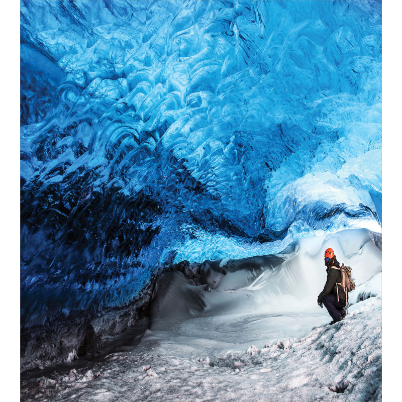 Traveler Man in Ice Cave Duvet Cover Set