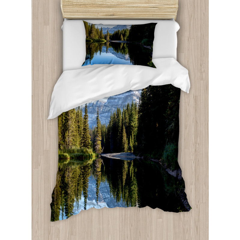 Fir Tree Reflections on Lake Duvet Cover Set