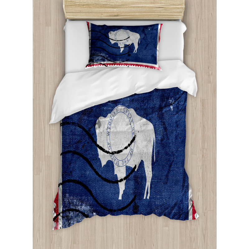 Old Postage Stamp Like Flag Duvet Cover Set