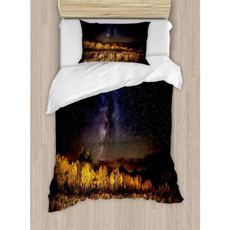 Milky Way Aspens and Tetons Duvet Cover Set