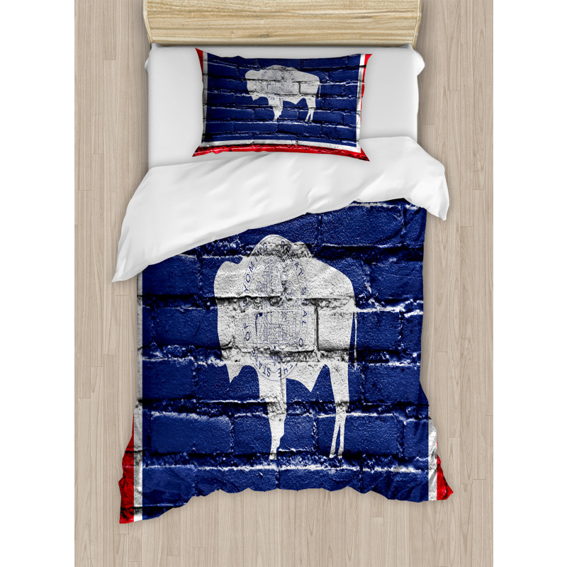 State Flag Paint on Bricks Duvet Cover Set