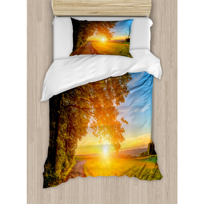 Tranquil Path at Sunset Duvet Cover Set