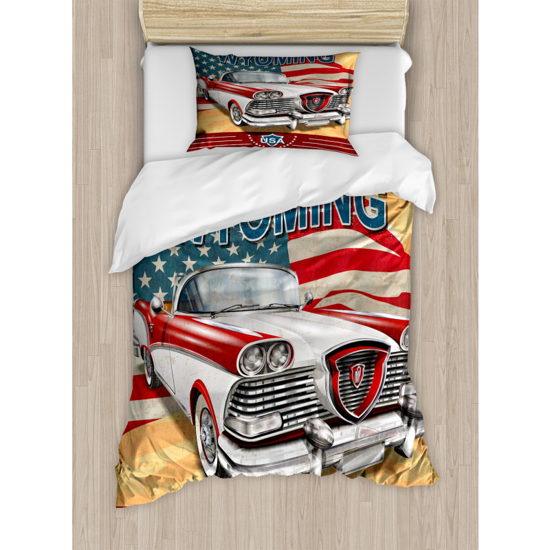 Vintage Car and Greetings Duvet Cover Set