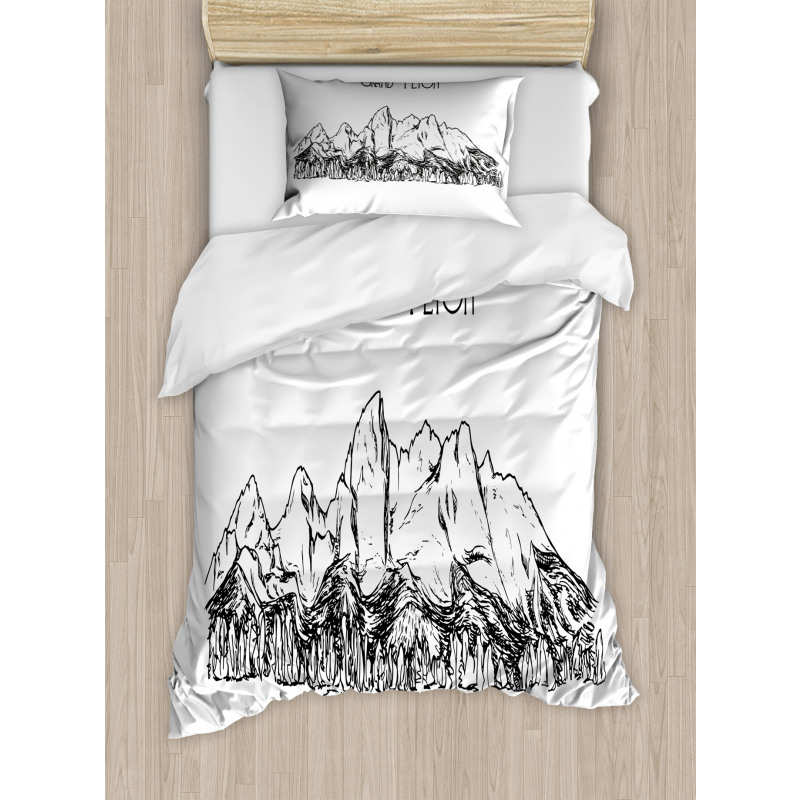 Simple Sketch Grand Teton Duvet Cover Set