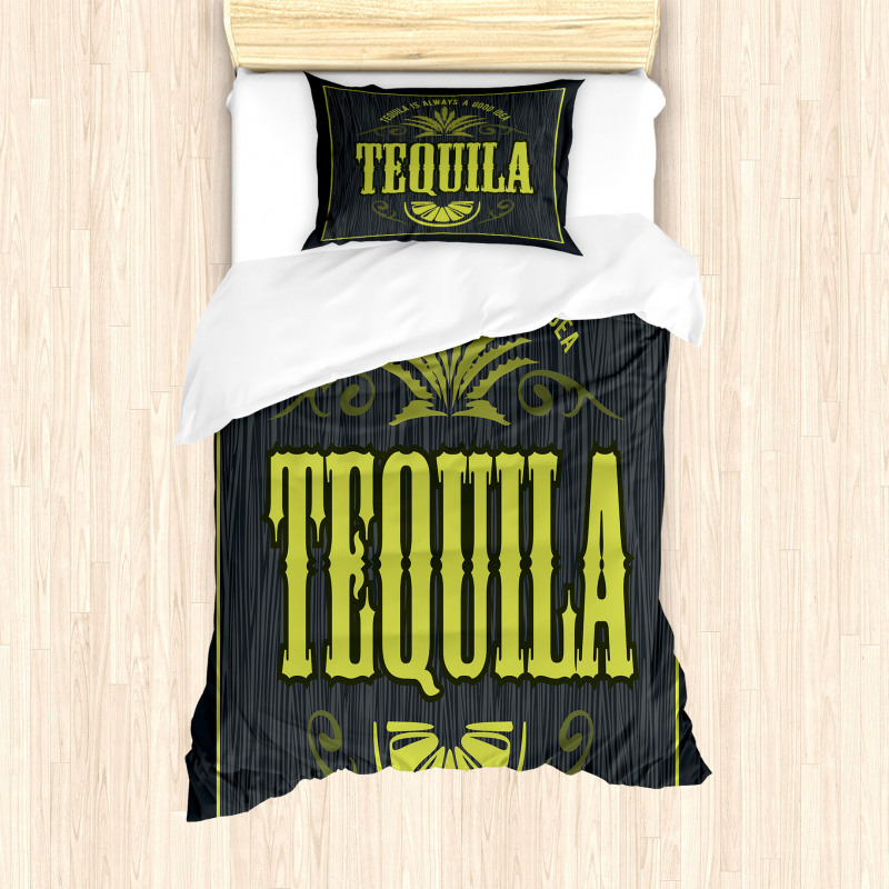 Vintage Alcohol Themed Text Duvet Cover Set