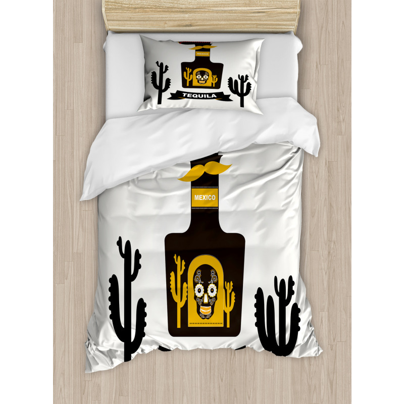 Sugar Skull on Bottle Hat Duvet Cover Set