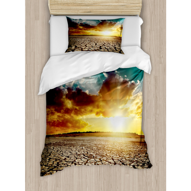 Sunset Cracked Earth Duvet Cover Set