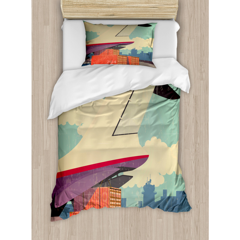 Vintage Air Cargo Plane Duvet Cover Set