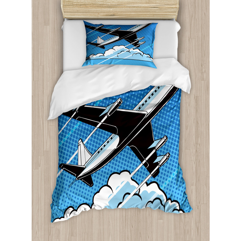 Pop Art Take Off Plane Dots Duvet Cover Set