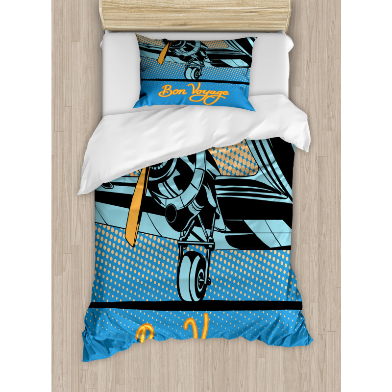 Retro Plane with Propeller Duvet Cover Set