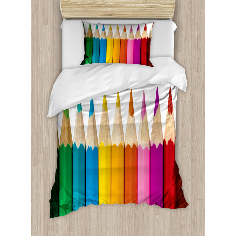 Colorful Pencils Macro Photo Duvet Cover Set
