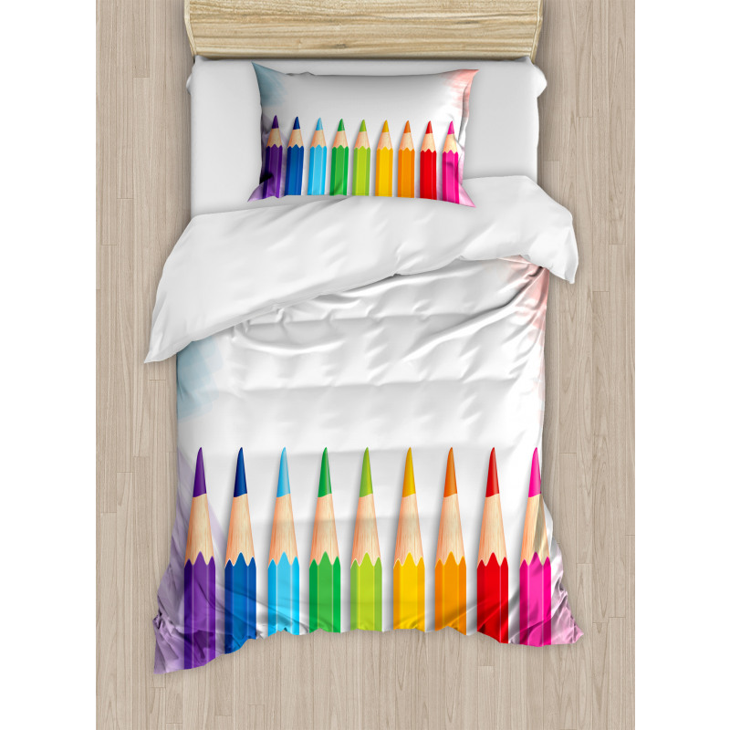 Realistic Colorful Pencils Duvet Cover Set