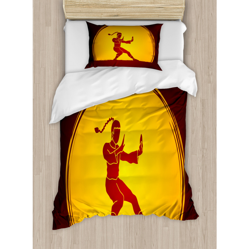 Bicolour Karate Pose Moon Duvet Cover Set