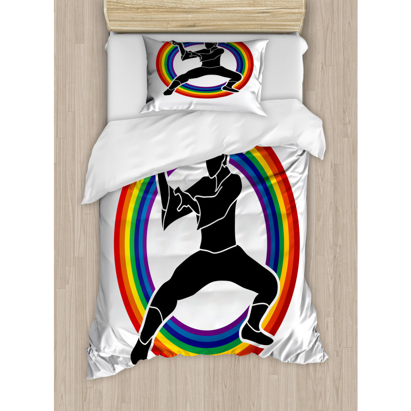 Karate on Rainbow Circle Duvet Cover Set