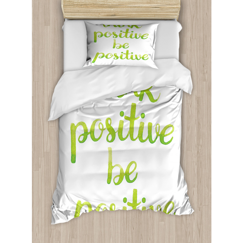 Words in Green Tone Duvet Cover Set