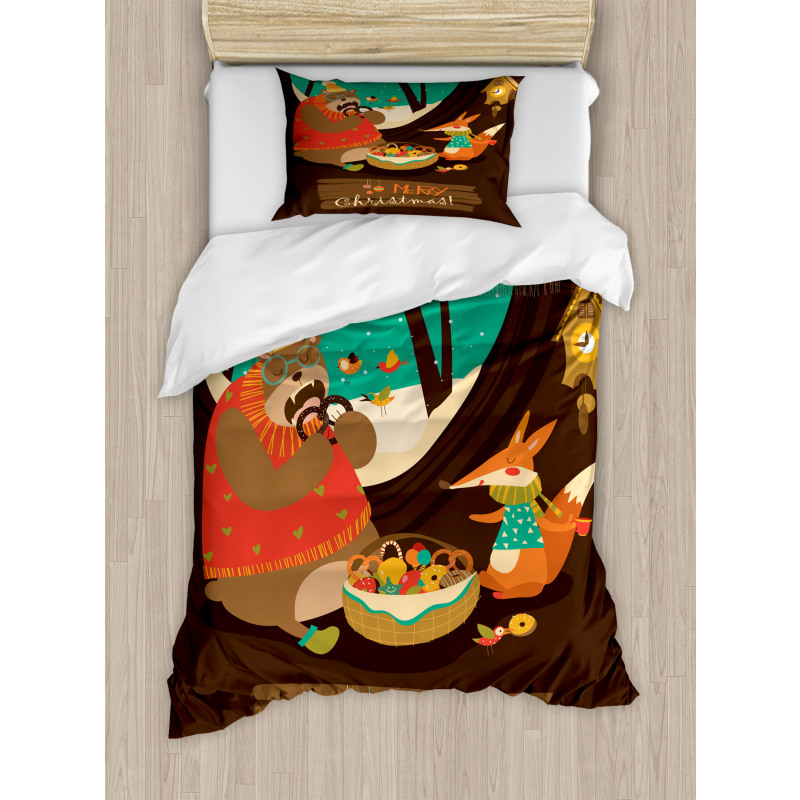 Bear and Fox Xmas Duvet Cover Set