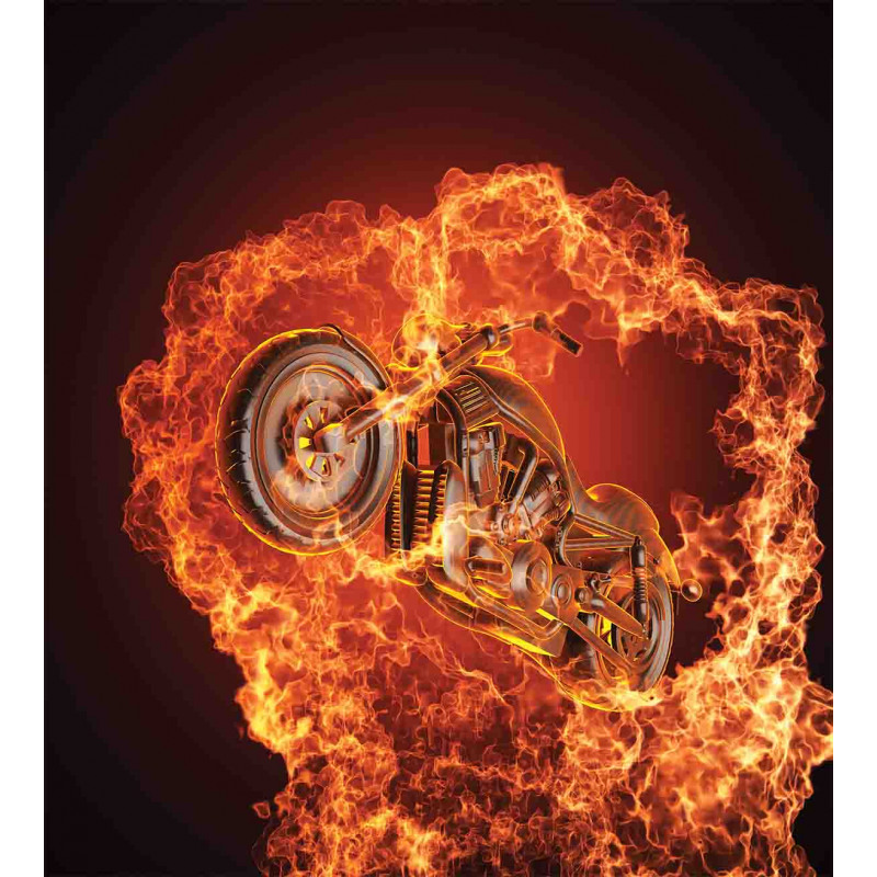 Motorbike in Fire Duvet Cover Set