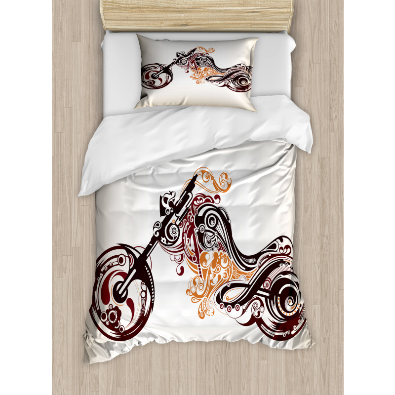 Curvy Floral Bike Duvet Cover Set