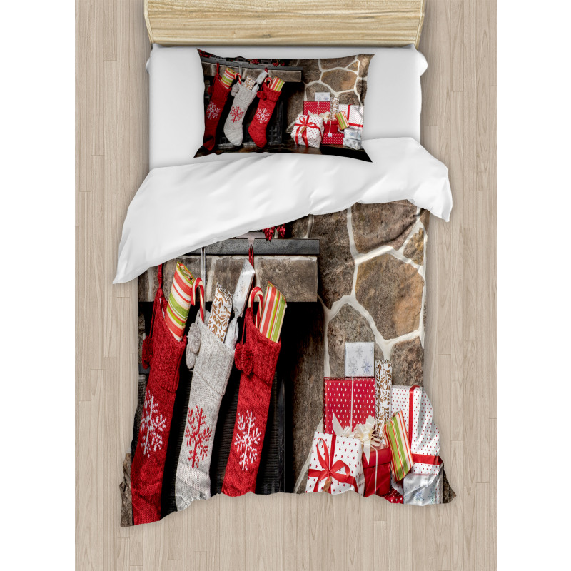 Stockings and Gift Boxes Duvet Cover Set