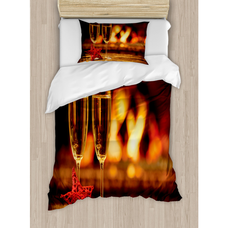 Romantic Champagne Glass Duvet Cover Set