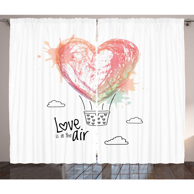 Heart Balloon Love Phrase Curtain