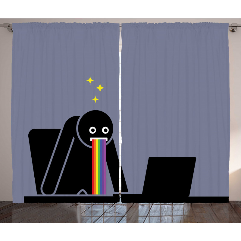 Amazed Man Puke Rainbow Image Curtain