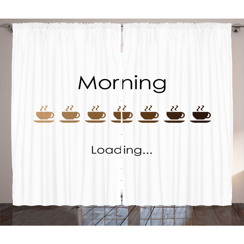 Morning Loading Coffee Cups Curtain