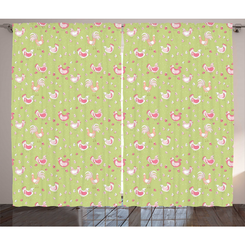 Chicken and Rooster Curtain