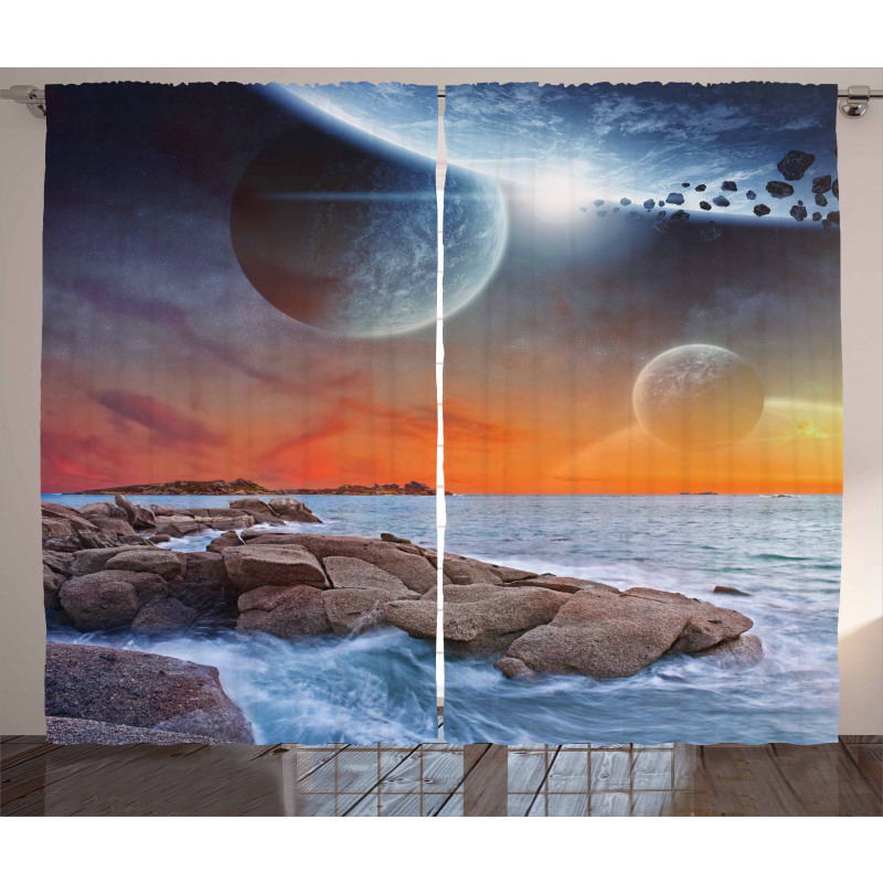 Planet Landscape View Curtain