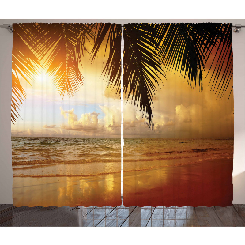Sunset Caribbean Palms Curtain